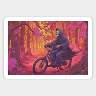 Pale Rider: Grim Reaper's Ride through the Pastel Forest Sticker